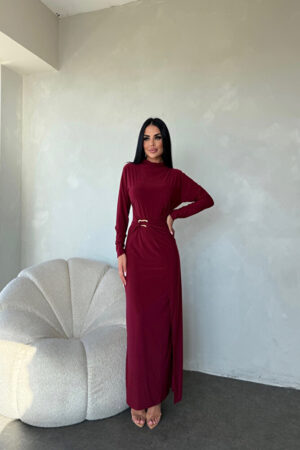 Bisiklet Yaka Toka Detaylı Özel Tasarım Elbise