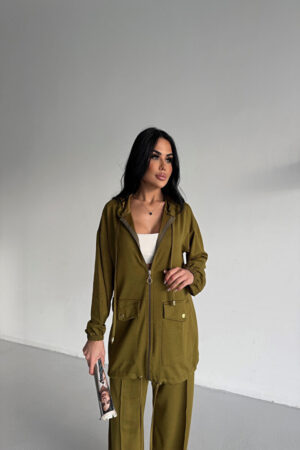 Kapşonlu İkili Eşofman Takımı Yeşil